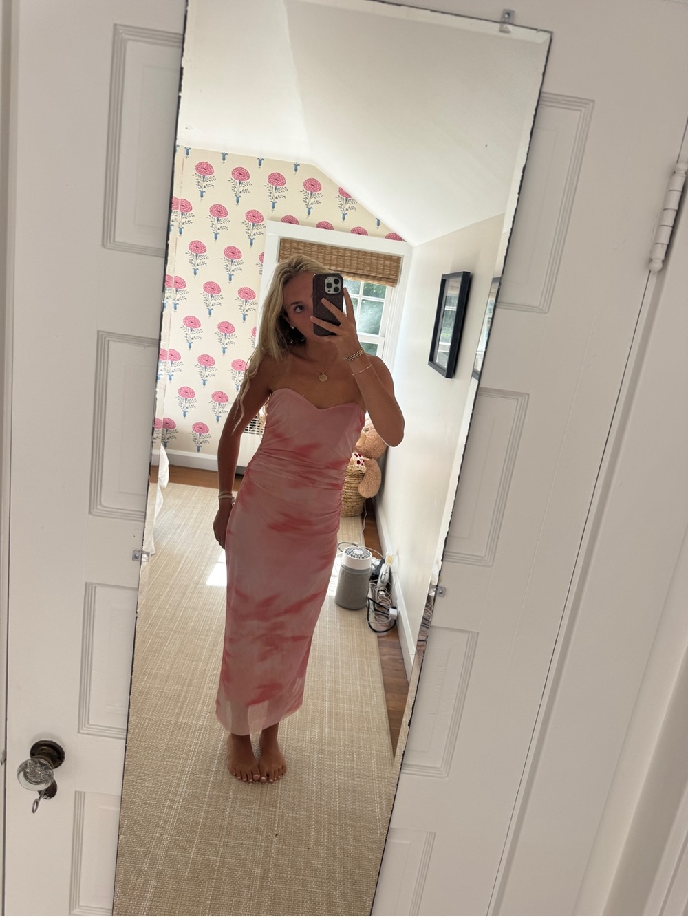 Zara Pink Tie-Dye Maxi Slip Dress